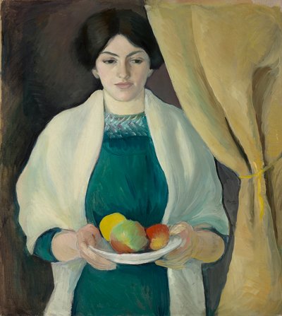 Porträtt med äpplen av August Macke