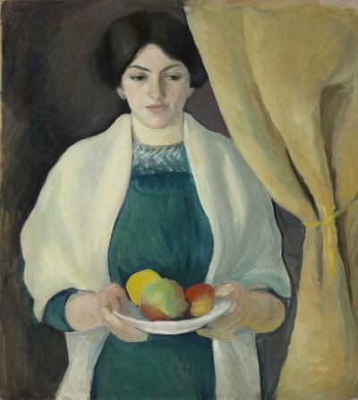 Porträtt med äpplen av August Macke