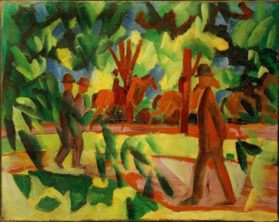 Ryttare och vandrare i allén av August Macke