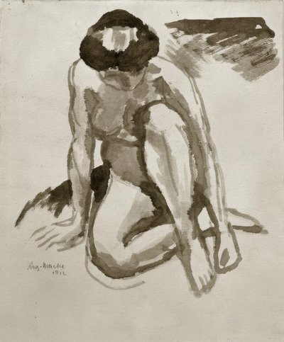 Sittande handling, framåtlutad av August Macke