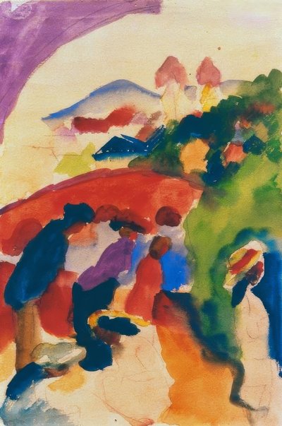 Vandrare med staden av August Macke