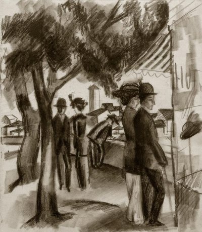 Vandrare under träd av August Macke