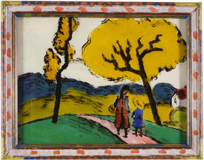 Två flickor i ett landskap av August Macke
