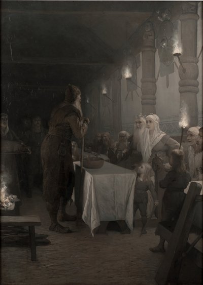 Frithiof kommer till kung Ring (ur Frithiofs saga) av August Malmström
