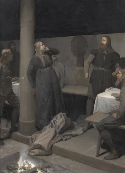 Berättelsen om den brända Njáll: Gunnar och Hallgerðr, ca. 1895. av August Malmström