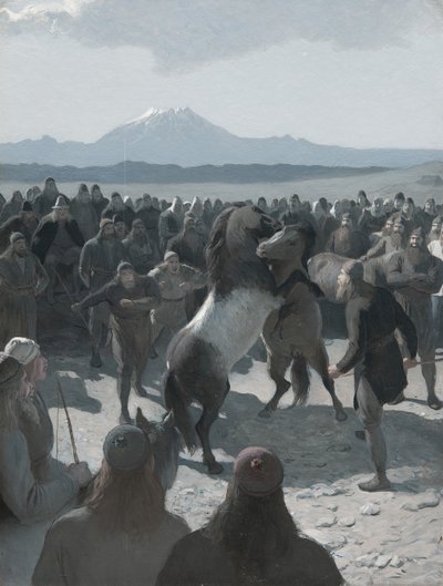 The Story of Burnt Njáll: The Horse-Fight at Hliðarandi, 1880-tal. av August Malmström