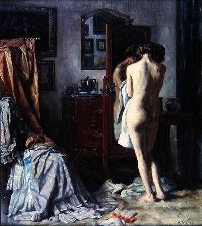 The Boudoir, ca 1910 (olja på duk) av August Rieper