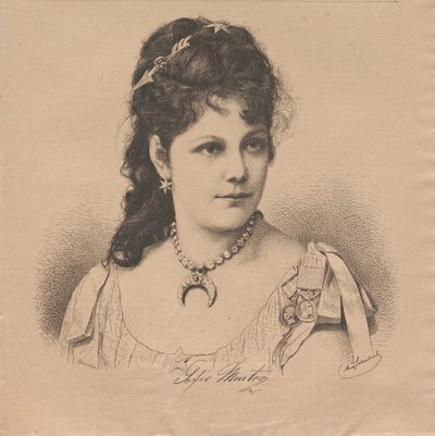 Porträtt av pianisten och kompositören Sophie Menter 1846-1918, 1883. av August Schubert