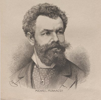Porträtt av konstnären Mihály von Munkácsy 1844-1900, 1880. av August Schubert
