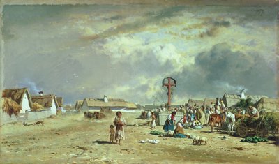 Marknaden i Szolnol, Ungern av August Xaver Karl von Pettenkofen