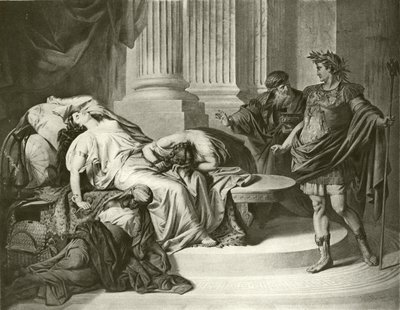 Augustus Caesar och Kleopatra (gravyr) av August von Heckel