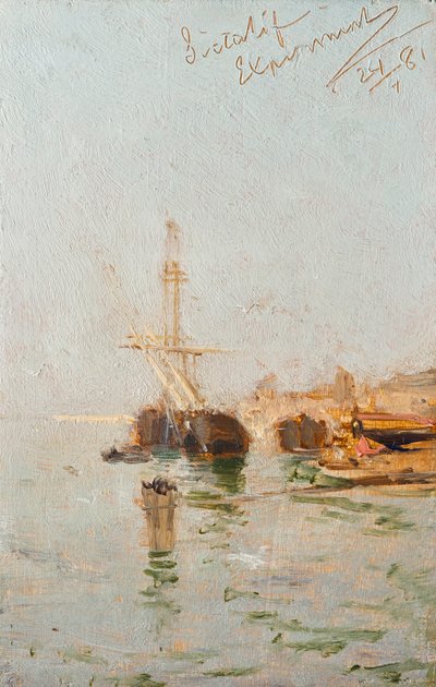Studera från Venedig med skepp av August von Pettenkofen