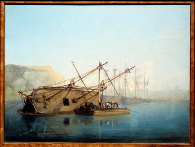 En segelbåt med akvarell av Auguste Aiguier (1819-1865) av Auguste Aiguier