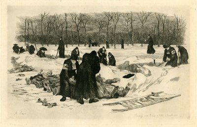 Begravning av döda i snön av Auguste Andre Lancon