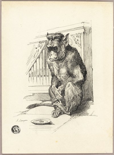 Tiggande apa av Auguste Andre Lancon
