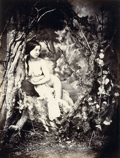 En halvnaken kvinna bland träd, ca 1850-1860-talet av Auguste Belloc