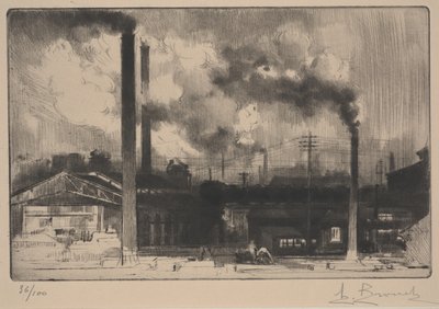 På Creusot Works - Steel Mills (roulett & torrnål) av Auguste Brouet