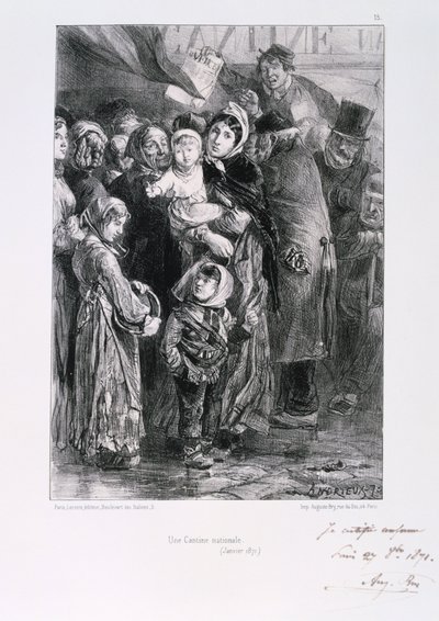 Cantine Nationale, belägring av Paris, fransk-preussiska kriget, januari 1871 av Auguste Bry
