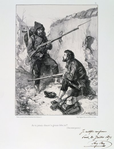 I skyttegravarna, belägring av Paris, fransk-preussiska kriget, 1870-1871 1871 av Auguste Bry