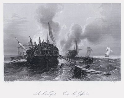 A Sea Fight (gravyr) av Auguste Etienne Francois Mayer