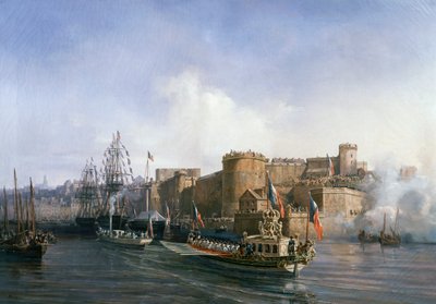Napoleon III:s besök i Brest, kejsarens båt på väg in i hamnen den 11 augusti av Auguste Etienne Francois Mayer