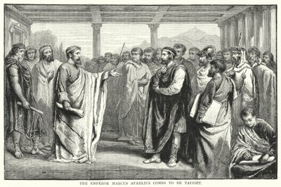 Kejsaren Marcus Aurelius kommer för att bli undervisad (gravyr) av Auguste Francois (after) Laby