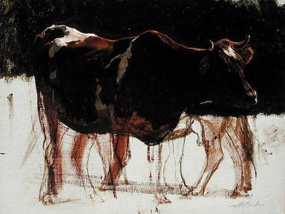 Studie av boskap (olja på duk) av Auguste Francois Bonheur