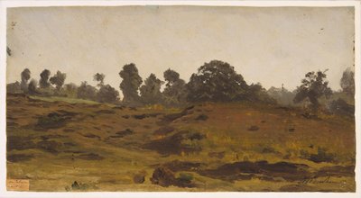 View of a Field, tidigt 1850-tal (olja på papper) av Auguste Francois Bonheur