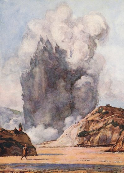 Black Geyser, Nya Zeeland (färglitografi) av Auguste Gerardin