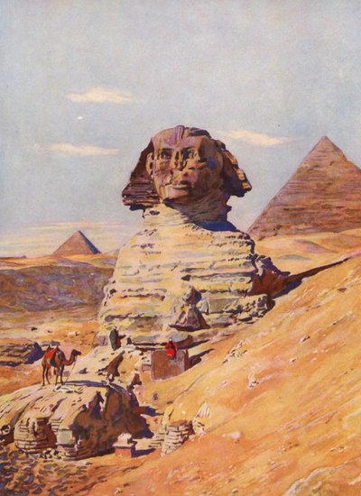 Sfinxen, Egypten (färglitografi) av Auguste Gerardin