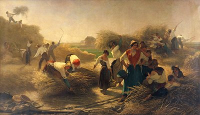Tröska raps på åkrarna i Lille av Auguste Joseph Herlin