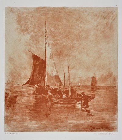 Fiskebåtar (ritning) av Auguste Lauzet