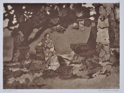 Kvinnan vid brunnen (teckning) av Auguste Lauzet