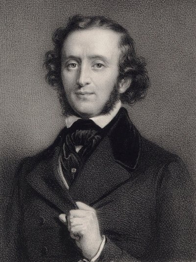 Porträtt av pianisten och kompositören Felix Mendelssohn Bartholdy 1809-1847. av Auguste Lemoine