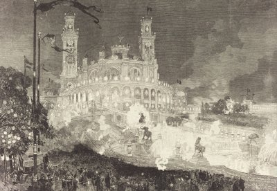 14 juli. Belysning av Palais du Trocadéro, 1883. av Auguste Lepere