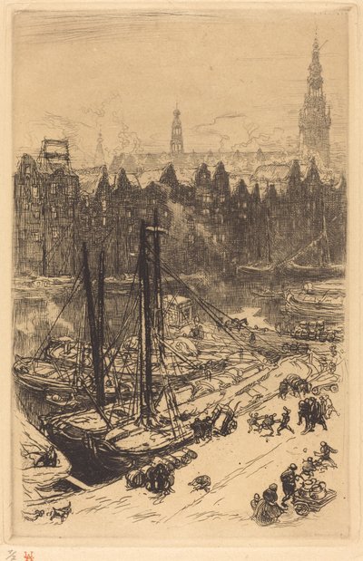 Amsterdam sett från Victoria Hotel (Amsterdamvue de Victoria Hotel) av Auguste Lepere