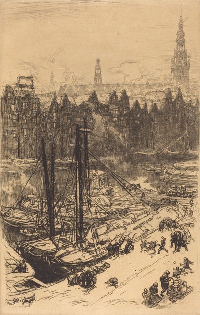 Amsterdam sett från Victoria Hotel Amsterdamvue de Victoria Hotel, 1901. av Auguste Lepere