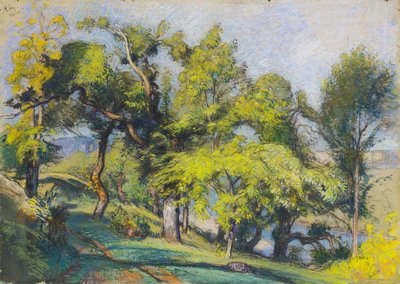 Kastanjeträd ovanför en flod av Auguste Lepere