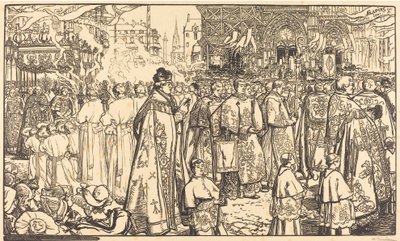 Corpus Christi procession vid Nantes procession av Fete Dieu i Nantes, 1901. av Auguste Lepere