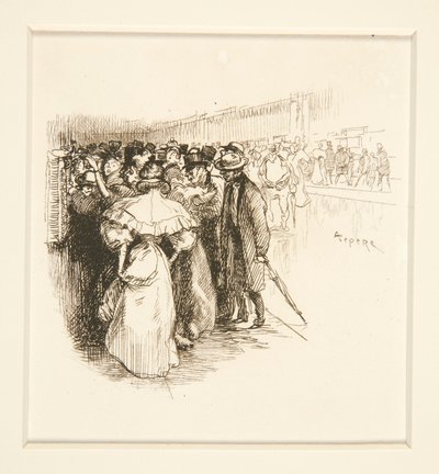 Folkmassa i biljettfönstret (?) av Auguste Lepere