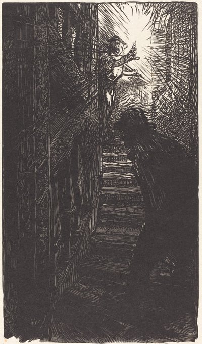 Trappa snidad rue Boutebrie av Auguste Lepere