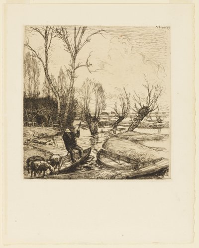 In the Deluged Marsh - The Shepherd (Au marais inonde - Le berger) av Auguste Lepere