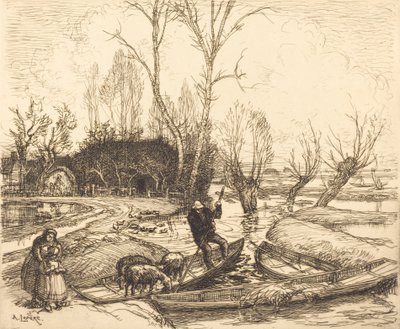 In the Deluged Marsh - The Shepherd Au marais inonde - Le berger, 1911. av Auguste Lepere