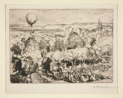Den fallande ballongen, i Pr?-Saint-Gervais (Den fallande ballongen, i Pre-Saint-Gervais) av Auguste Lepere
