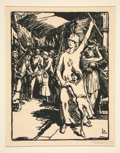 War is Declared, från La Guerre de 1914, första serien, nr. 8 av Auguste Lepere