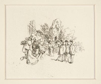 Lady Riding Cow, Other Figures och Elephant av Auguste Lepere