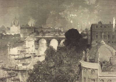 Den 14 juli. Belysning av Seine från Pont Neuf till Pont au Change, 1882. av Auguste Lepere
