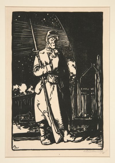 Le G. V. C. (Kommunikationskanalernas vakter), från Kriget 1914, första serien, nr. 9 av Auguste Lepere