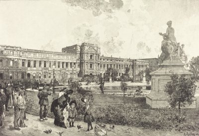 Ruinerna av Tuileripalatset före rivningen, 1883. av Auguste Lepere