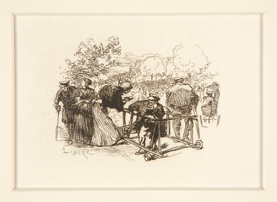 Man in Walker, med andra figurer i en park av Auguste Lepere